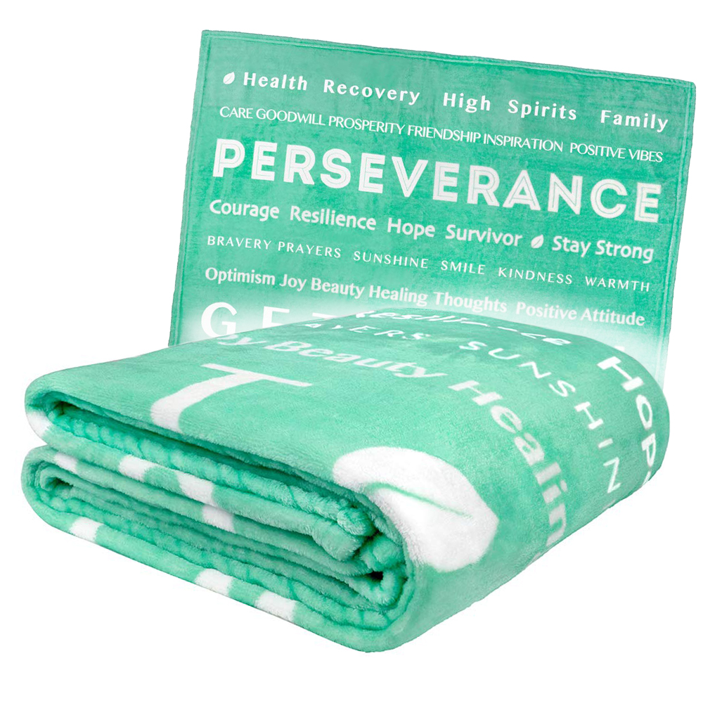 PAVILIA Inspirational Blanket with Healing Thoughts for Cancer Recovery