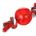 thumbnail image 3 of SPOT Play Strong Rubber Dog Ball Toys with Rope, 2.25in, Red, 3 of 16
