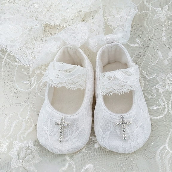 Baby Girls Lace Cross Baptism Shoes Christening Shoes 12-18M Size 3