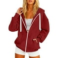 thumbnail image 1 of Sweat à Capuche Léger et Décontracté pour Femmes avec Poche Zippée pour Usage Quotidien en Automne et Saisons, 1 of 4