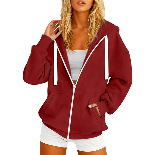 Sweat à Capuche Léger et Décontracté pour Femmes avec Poche Zippée pour Usage Quotidien en Automne et Saisons