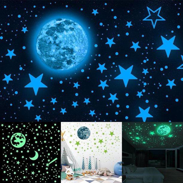 435 Pièces D'autocollants Muraux Brillants Dans Le Noir : étoiles, Lune, Planètes Thème Espace
