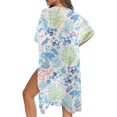 thumbnail image 5 of HELLHERO Coral Sea Life Long Kimono Swimsuit Cover Up Polyester Loose Free Size Bathing Suit Cover Up for Women, 5 of 6