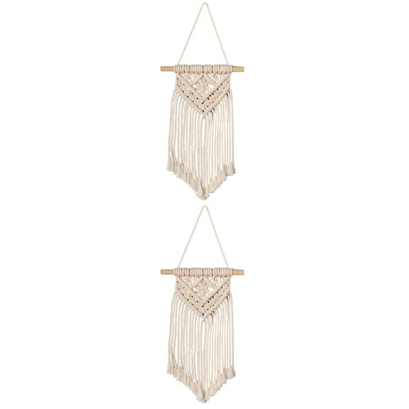 Handwoven Macrame Wall Hanging Tapestry, Boho Style Decorative Textile Art for Home, 14.54 x 6.29 Inches