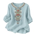 thumbnail image 4 of Business Casual Tops for Women Kelon Shirts for Women Short Sleeve Shirts V Neck Linen Cotton Business Casual Outfit Summer Clothes, 3XL, 4 of 9