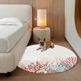 thumbnail image 2 of Red Coral Coastal Round Area Rug 8Ft Washable Large Circle Rugs for Living Room Dorm, Summer Beach Shells Starfish Ocean Non-Slip Carpet Floor Mats Indoor Outdoor Carpet Runner Aesthetic Home Decor, 2 of 8