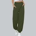 thumbnail image 2 of hotojiny Womens Sweatpants Baggy Athletic Workout Joggers with Pockets Elastic High Waisted Solid Trousers, 2 of 7