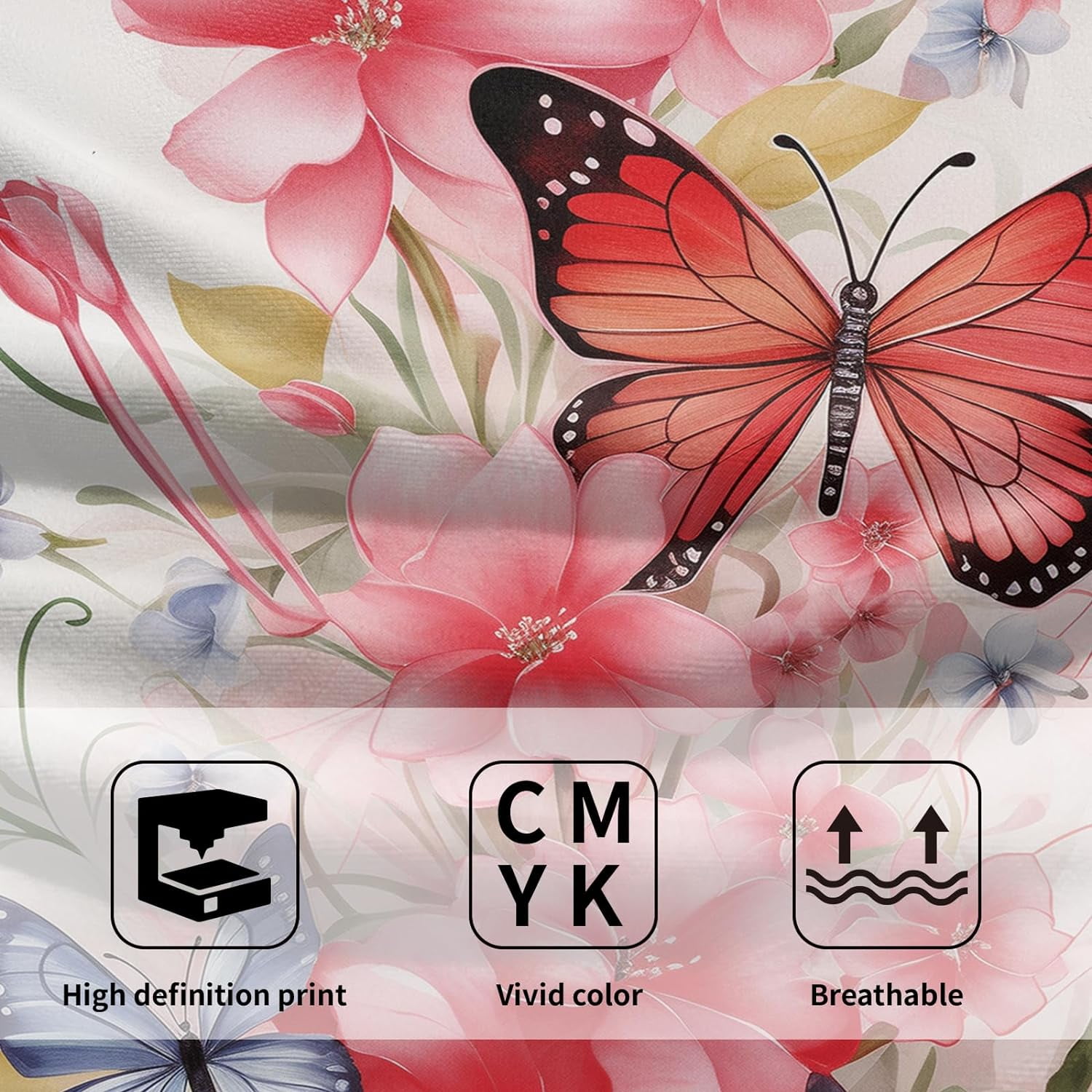 Butterfly Hand Towels for Bathroom - Vintage Butterflies and Flowers Kitchen Dish Towels Decorative Floral Hand Towels for Shower Face Gym Spa