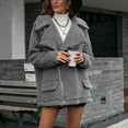 thumbnail image 7 of IROINNID Women's Short Shearing Coat Notch Lapel Solid Color Long Sleeve Warm Coat Jacket Winter Outerwear, Gray, 7 of 7