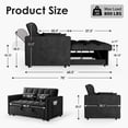 thumbnail image 2 of Anpport 3-in-1 Convertible Sleeper Sofa Bed, Pull-Out Loveseat Couch with Adjustable Back, Velvet Fabric, 55", Black, 2 of 6