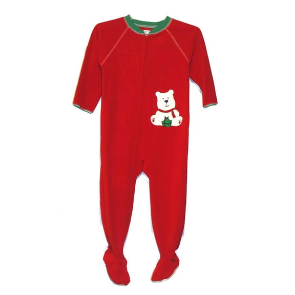 Carter's Boy's Girl's Christmas Teddy Bear Fleece Footed Pajama Sleeper, Size 3T