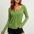 thumbnail image 3 of KOMOO Women Long Sleeve Knitted Tops Button Low Cut Basic Blouse Knitwear Streetwear, 3 of 9