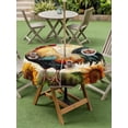 thumbnail image 5 of Outdoor Tablecloth with Umbrella Hole Zipper Retro Rooster Round Tablecloth 60" Waterproof Outside Table Cloth Pastoral Sunflower Watercolor Animals Patio Table Cover Tablecloths for Picnic Party, 5 of 8