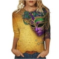 thumbnail image 2 of Mardi Gras Tee Shirts for Women Plus Size Funny 3/4 Sleeve Cute Holiday Crew Neck Tops 2026 Mardi Gras Outfit Carnival Theme Party Tee Tops, 2 of 6