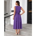 thumbnail image 3 of EASYBRA Women Sleeveless Tie Waist A Line Midi Work Dress Elegant Flowy Cocktail Party Dress with Pockets, 3 of 6