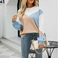 thumbnail image 2 of Hinvhai Plus Size Sweater Tops On Seasonal Clearance Women's Long Sleeves Crew Neck Loose Color Matching Tops Blouse Knitted Sweater Khaki 8(L), 2 of 5