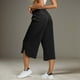 thumbnail image 4 of Pantalones capri deportivos casuales de color liso con cordón para mujer, cintura elástica, para verano, 4 of 6