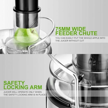 Costway - Electric Juicer Wide Mouth Fruit & Vegetable Centrifugal Juice Extractor 2 Speed - Black + Silver