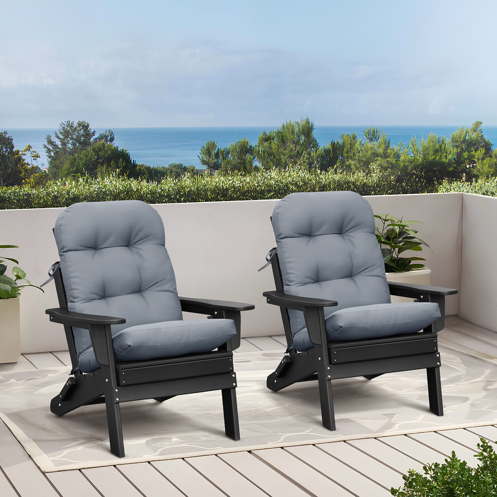ATR ART to REAL 2 PCS Waterproof Patio Adirondack Chair Cushions,Outdoor Rocking Chair Cushions,Gray