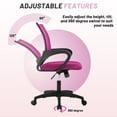 thumbnail image 5 of CL.HPAHKL Mesh Office Chair with Wheels, Adjustable Ergonomic Computer Desk Chair with Lumbar Support & Armrest, Comfortable Swivel Rolling Chair for Home Office Work Study, 2 Pack, Pink, 5 of 7