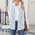 thumbnail image 2 of Women's Retro Printed Fashionable Warm Fleece Cardigan Vest Coat, Open Front Sleeveless Jacket for Unique Layering and Stylish Comfort,Blue,L, 2 of 6