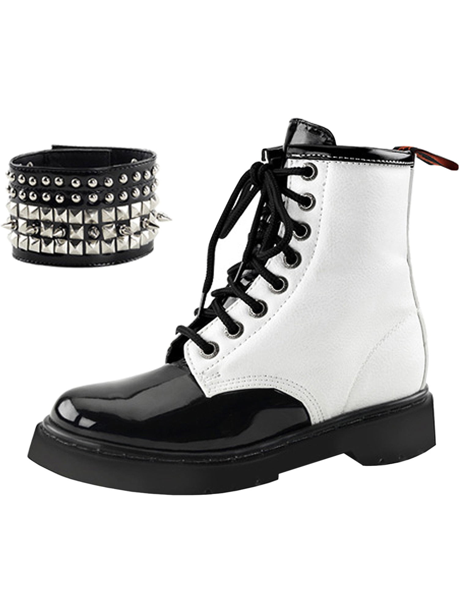 black studded combat boots womens
