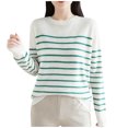 thumbnail image 2 of NTACZA Plus Size Sweaters for Women Striped Green Loose Fitting Crewneck Sweater Knitted Pullover Pullover Jumper Women XL, 2 of 6