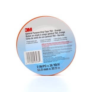 3M General Purpose Vinyl Tape 764 Orange, 2 in x 36 yd 5.0 mil (Pack of 1)