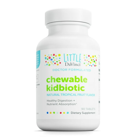 Little DaVinci Chewable Kidbiotic - Probiotic for Children - Tropical Fruit Flavor - 90 Chewable Tablets