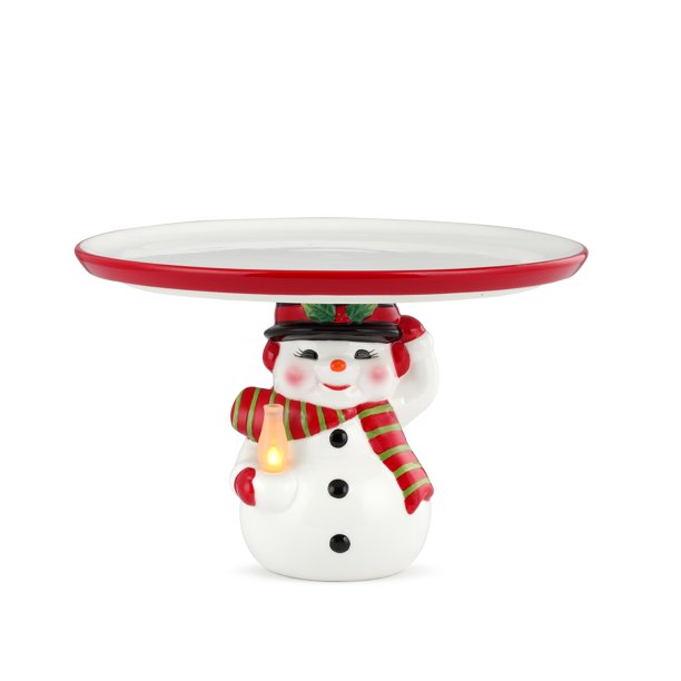 Mr. Christmas Lit Snowman Cake Plate