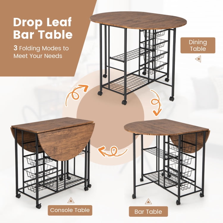 Finihen Dining Set, Dining Table Set, 3 Pieces Folding Dining Table and Chair Set, for Home, Restaurant, Rustic Brown Finihen Dining Set, Dining Table Set, 3 Pieces Folding Dining Table and Chair Set, for Home, Restaurant, Rustic Brown