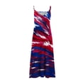 thumbnail image 4 of OAVQHLG3B American flagSummer Dress for Women 4th of July Outfits for Women Sling Mid-waist V-neck Sleeveless Stripe Printing Slim Beach Long Dress, 4 of 5