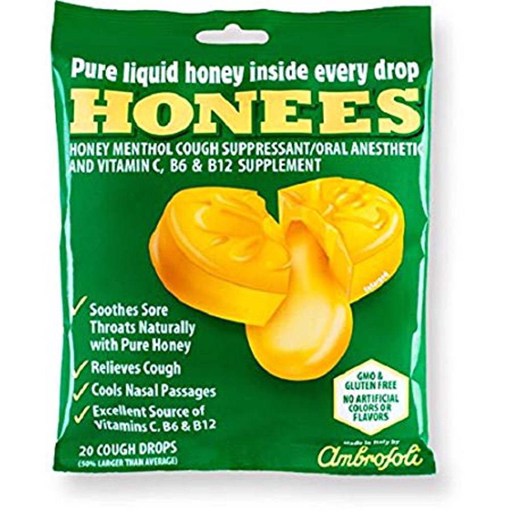 12 PACKS Honees Original Honey Menthol Cough Drops, 20 Count Bag