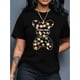 thumbnail image 1 of Camisetas De Manga Corta Para Mujer, Camisetas De Verano Para Oficina, Camping, ComprasWomen's Floral Print Bear Graphic Tee - Casual & Stylish Black Round Neck Short Sleeve T-Shirt, Breathable Poly, 1 of 7