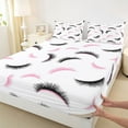 thumbnail image 3 of Castle Fairy Elegant Eyelash Full Size Sheets 4-Piece for Adults Female Women,Black Pink Breathable Bed Sheets,Bling Makeup Lightweight Sheet Sets,Lightweight Room Decor, 3 of 7
