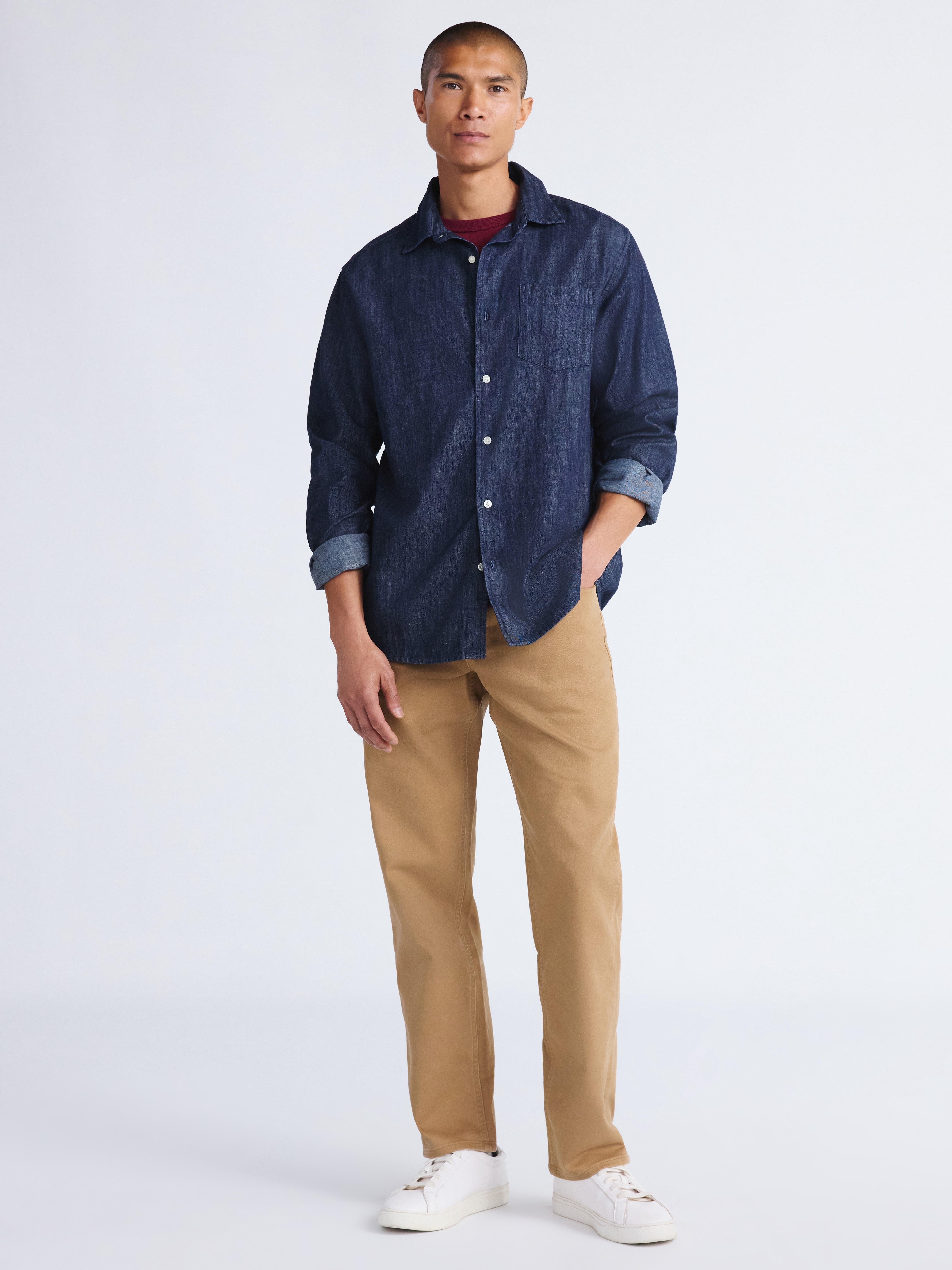 Free Assembly Men's Denim Shirt, Sizes XS-3XL