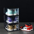 thumbnail image 3 of 5PCS Detachable Shoes Boxes Thicken Transparent Stackable Plastic Shoes Storage Container Dustproof Shoes Organizer for Home Bedroom (Small Size, Black), 3 of 8