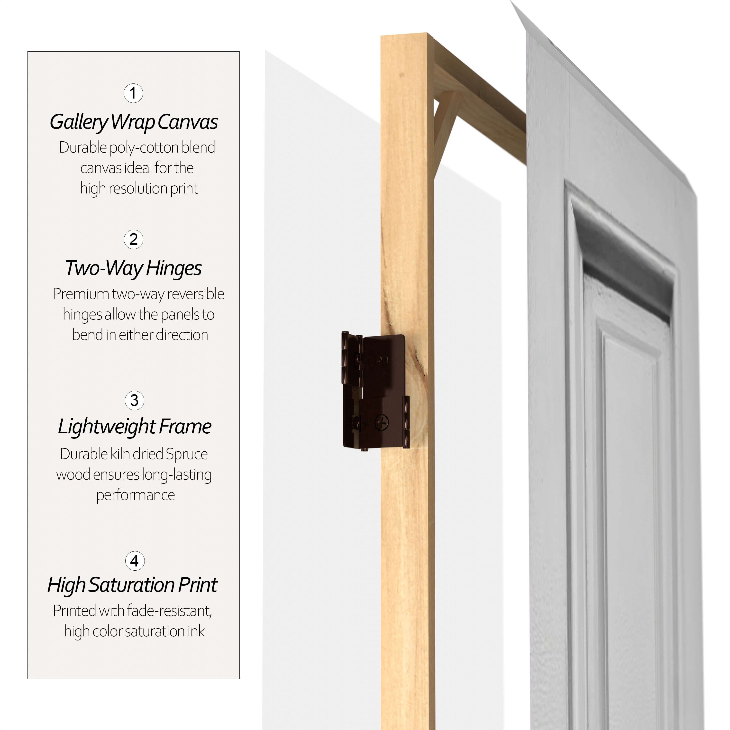 Oriental Furniture 6 ft. Tall White Door Panel Canvas Room Divider - 3 Panel