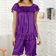 thumbnail image 5 of TAGOLD Womens Pajama Set Summer Solid Color Ice Silk Nightdress Soft Comfortable Home Wear Loose Lightweight, 5 of 5