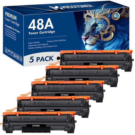 MICOTONER 48A CF248A Toner Cartridge Compatible for 48A CF248A LaserJet Pro M15w M29w M16a M16w M15a Laser Jet MFP M28w M28a M31w M15 M28 M29 M29a M30w Printer Ink (Black, 5-Pack)