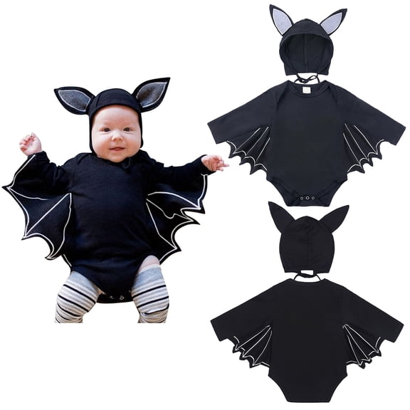 First Halloween Baby Girl Outfit Long Sleeve Bat Hooded Baby Romper Shirt Baby Outfits Baby Boy Outfits 6-12 Months