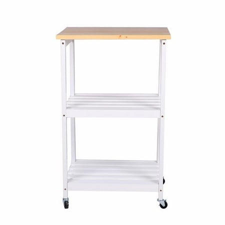 Yaheetech Utility Kitchen Hollow Cart Wood Trolley Departments