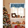 thumbnail image 4 of Winter Snowflakes Tie Up Valances Curtain, Christmas Navy Background Farm Adjustable Rod Pocket Short Window Treatment Tie Up Curtains Valances for Kitchen Living Room Bathroom 54x18 Inches, 4 of 9