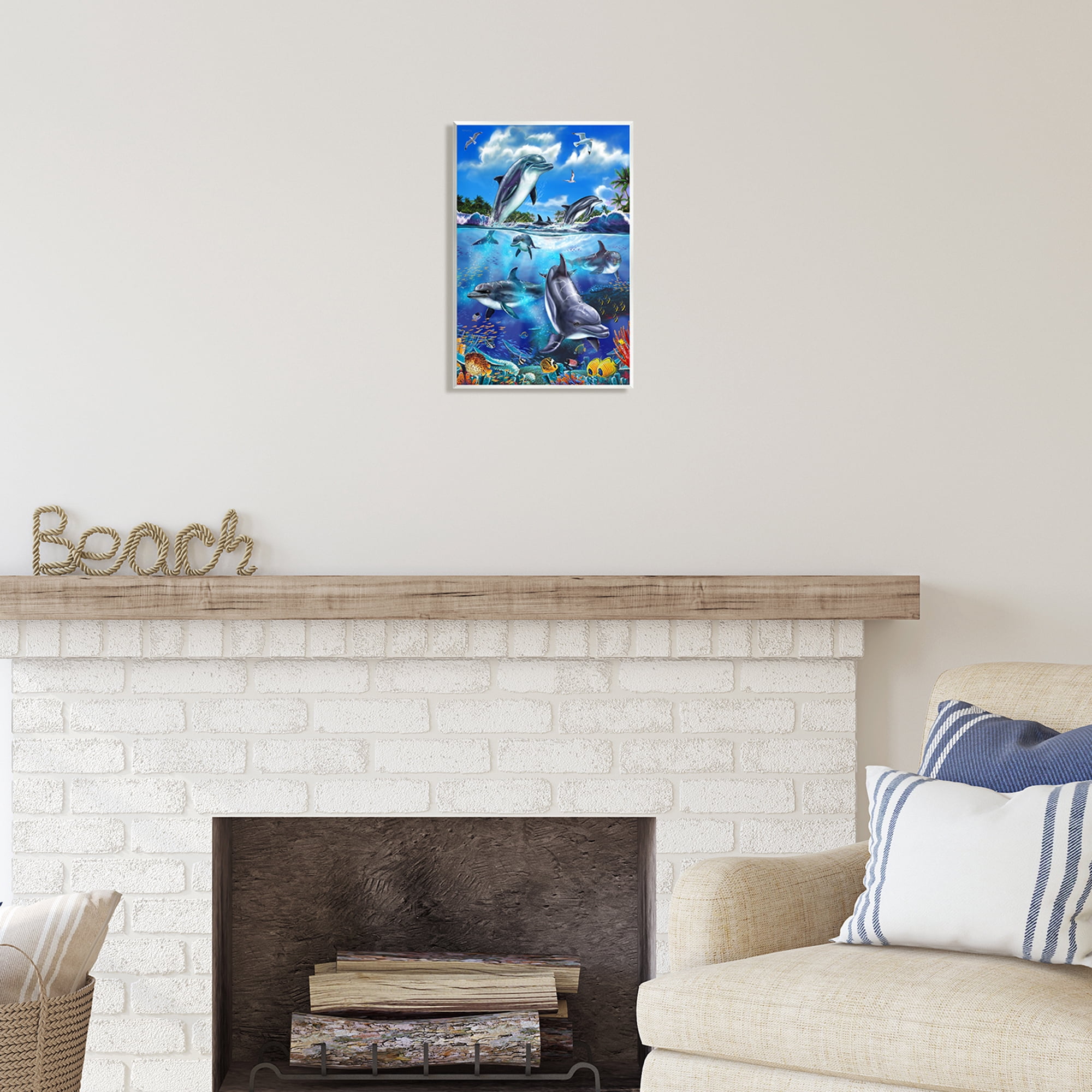 Stupell Industries Underwater Sea Life Scene Coastal Painting Unframed Art Print Wall Art