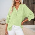 thumbnail image 2 of LIUJUNSHOP Womens Casual Button V Neck Long Sleeve Shirts Oversized Solid Blouses Tops, 2 of 4