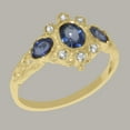 thumbnail image 3 of LBG British Made 18k Yellow Gold Natural Sapphire & Diamond Womens Statement Ring - 33 size options - Size 9.25, 3 of 5