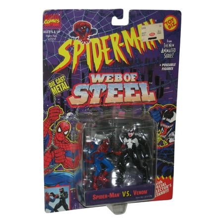 - Marvel Spider-Man Web of Steel vs Venom Toy Biz Die Cast Figure Set