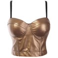 thumbnail image 2 of de mujer Tops Camisole Tank Crop Top Cuero con cuello en Girls Backless Halter para Party Festival Rave , Oro, 78x22CM 40/90C 78x22CM 40 a 90C Oro Yinane Camisetas sin mangas, 2 of 3