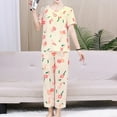 thumbnail image 4 of YABCSAZ 2 Piece Outfits Pajama Set for Women Short Sleeve Round Neck T Shirt Tops and Long Pants, Casual Loose Fit Print Sleepwear Homewear Summer Lounge Sets, 4 of 6
