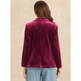 thumbnail image 3 of DARING DIVA Women's Velvet Notched Lapel Double Breasted Blazer Jacket S Dark Red, 3 of 6